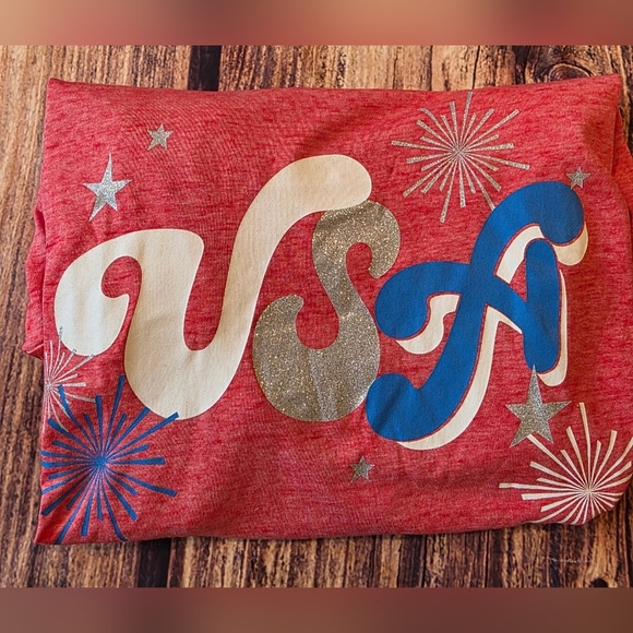 Lane Bryant Size 26/28 Patriotic USA Casual Tee Shirt Short Sleeve - Picture 6 of 8